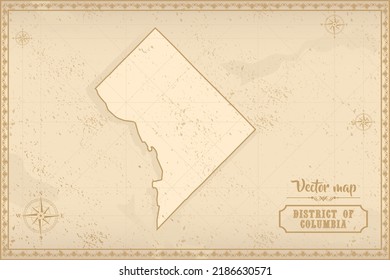 District of Columbia map, in the old style, brown graphics in retro fantasy style