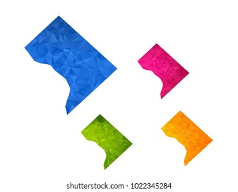 District of Columbia map - Set of geometric rumpled triangular low poly style gradient graphic background , polygonal design for your ,Vector eps 10.