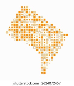 Distrito de Colúmbia, forma do estado de construção de células coloridas. Mapa de estilo digital do Distrito de Colúmbia sobre fundo branco. Blocos quadrados grandes. Ilustração de vetor elegante.