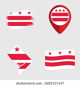 District of Columbia State Flag Icon Set.