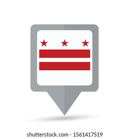 District of Columbia state flag map icon. Vector illustration.