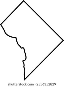 District of Columbia State Map Black silhouette graphic design elements . United States Capital Town Border, united state American City variations, isolated on transparent background,