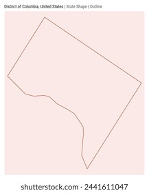 District of Columbia, United States. Simple vector map. State shape. Outline style. Border of District of Columbia. Vector illustration.