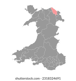 District of Delyn map, district of Wales. Vector illustration.