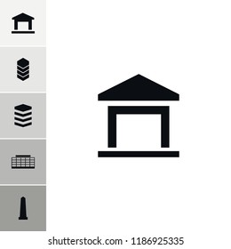 District icon. collection of 6 district filled icons such as monument, building. editable district icons for web and mobile.