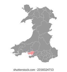 Bezirk Llanelli map, Bezirk Wales. Vektorgrafik.