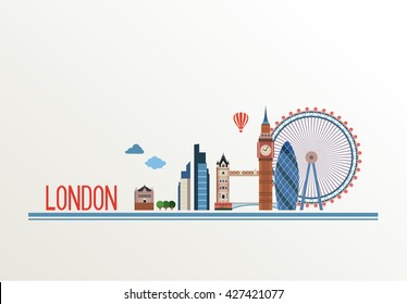 District of London and the  Bridge . Vector Cityscape 