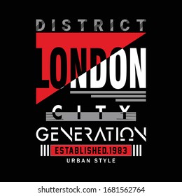 district London city,slogan typography graphic for print t-shirt,vector illustration,line art,style