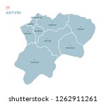 District map of Artvin Province, Turkey.