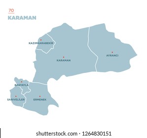District Map Karaman Province Turkey 260nw 1264830151 