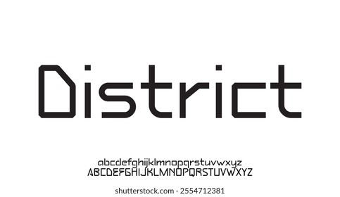 District, Modern Tech  Futuristic and sans serif Font. Regular Italic Uppercase Lowercase Typography urban style alphabet fonts for fashion, sport, technology, digital, movie, vector illustration
