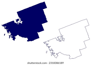 Distrito Municipal de Muskoka (Canadá, Provincia de Ontario, Norteamérica) cartografía ilustración vectorial, dibujo de garrapatas mapa de Northumberland Muskoka