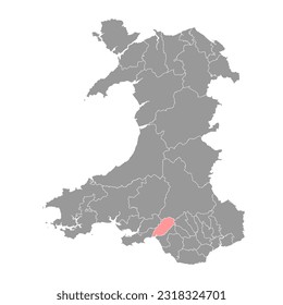 District of Neath map, district of Wales. Vector illustration.