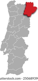 Bragança DISTRICT of PORTUGAL 3d isometric map WITH ADMINISTRATIVE DIVISIONS