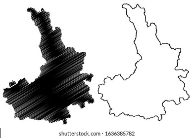 District of Pristina (Republic of Kosovo and Metohija, Districts of Kosovo, Republic of Serbia) map vector illustration, scribble sketch Pristina map