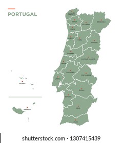 Districts and autonomous regions of Portugal.