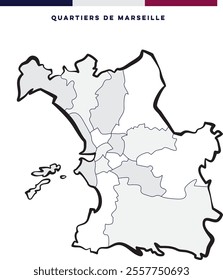 The districts of Marseille, Bouches-du-Rhône, Provence-Alpes-Côte d’Azur, France