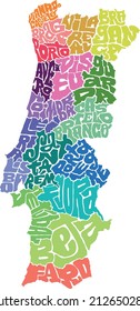 Districts of Portugal. Map made with letterings of district names