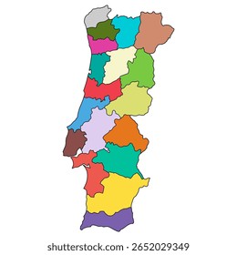 Districts of Portugal map shape, travel web flat concept icon vector illustration .