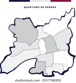 The districts of Rennes - Ille-et-Vilaine, Brittany or Bretagne France