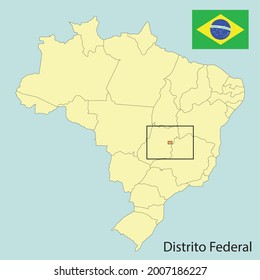 distrito Federal, map of brazil with states, Vektorgrafik