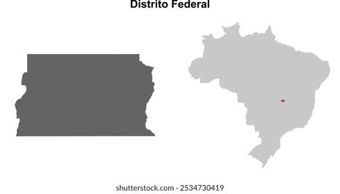 Distrito Federal state blank outline map set