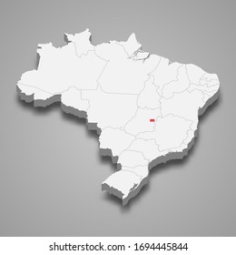 Distrito Federal state location within Brazil 3d map