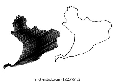 Distrito Nacional Province (Dominican Republic, Hispaniola, Provinces of the Dominican Republic) map vector illustration, scribble sketch  Santo Domingo (D.N.) map