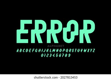 Distrorted style font, typography design, alphabet letters and numbers vector illustration