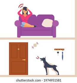 Disturbance Due To Dogs And Other Animals Concept, Dogs Barking Next Door Vector Color Icon Design, Neighbourhood Conflicts Stock Illustration, Bad Neighbors Symbol