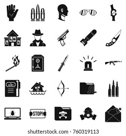 Disturbance icons set. Simple set of 25 disturbance vector icons for web isolated on white background