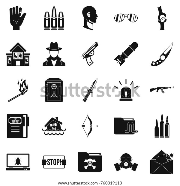 Disturbance icons set.\
Simple set of 25 disturbance vector icons for web isolated on white\
background