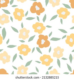 Disty bloom flowers seamless vector pattern. Distressed white Chamomile flowers on black background. Trendy for prints, fabric, invitation cards, wedding decoration, wallpapers, wall murals.