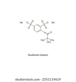 Fármaco eliminador de radicales libres de estructura molecular esquelética plana de dispersión utilizado en el tratamiento de accidentes cerebrovasculares isquémicos y hemorrágicos agudos. Diagrama científico de la Ilustración vectorial.