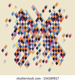 disunification butterfly, made ??from small squares in colors characteristic of Russian posters, or group of people plan views.