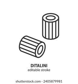 Ditalini Linie Symbol. Symbol für italienische Nudeln. Bearbeitbarer Strich. Vektorgrafik.