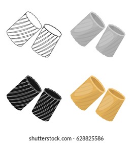 Ditalini pasta icon in cartoon style isolated on white background. Types of pasta symbol stock vector illustration.