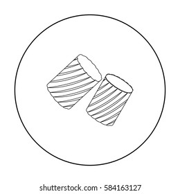 Ditalini pasta icon in outline style isolated on white background. Types of pasta symbol stock vector illustration.