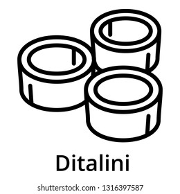 Ditalini pasta icon. Outline ditalini pasta vector icon for web design isolated on white background