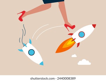 Ditch the falling rocket. Falling rocket due to a debt burden. Rocket crash. Flat vector illustration.