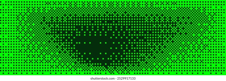 Dither bitmap vector texture. Abstract green gradient transition background. Pixel screen