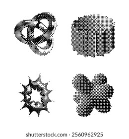 Dither halftone bitmap icons concept