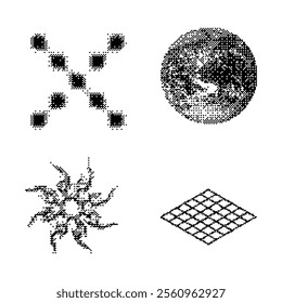 Dither halftone bitmap icons concept