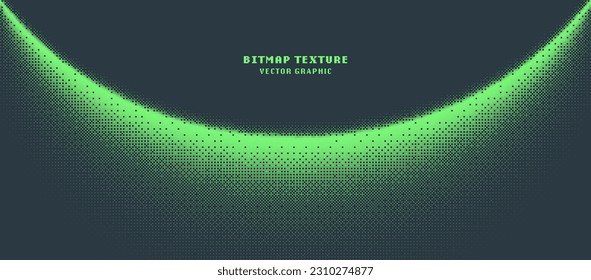 Fondo abstracto amplio de la textura del mapa de bits del patrón Dither. Video Arcade de 8 bits de arte Pixel Retro con fondo verde. Pantalla Glitch Con Píxeles De Parpadeo Efecto Ilustración Panorámica