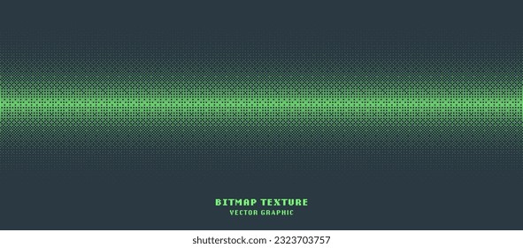 Dither Pattern Bitmap Texture Straight Horizontal Border Vector Abstract Background. Glitch Screen With Flicker Pixels Effect Wide Wallpaper. 8 Bit Pixel Art Retro Arcade Video Game Green Abstraction