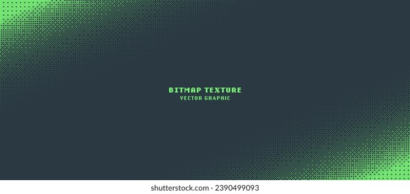 Dither Pattern Bitmap Texture Tilted Border Vector Abstract Background. Glitch Screen With Flicker Pixels Effect Panoramic Illustration. 8 Bit Pixel Art Retro Video Arcade Game Green Backdrop