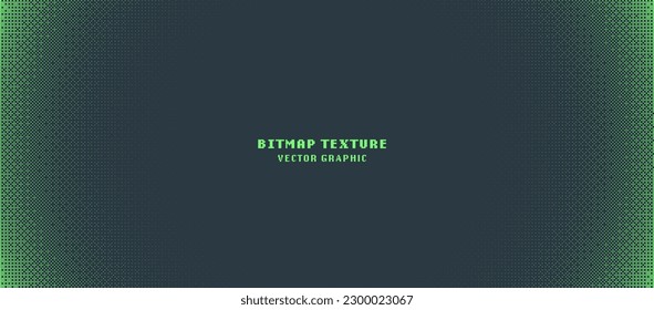 Dither Pattern Bitmap Texture Vector Round Halftone Gradient Abstract Background. 8 Bit Pixel Art Retro Video Arcade Game Green Abstraction. Glitch Screen With Flicker Pixels Effect Panoramic Backdrop