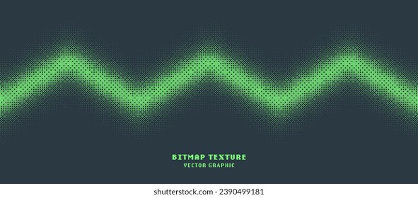 Dither Pattern Bitmap Texture Zigzag Line Horizontal Border Vector Abstract Background. Glitch Screen With Flicker Pixels Effect Wide Wallpaper. 8Bit Pixel Art Retro Arcade Video Game Abstraction