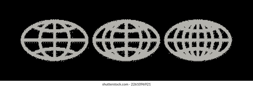 Icono de alambre de otro planeta. Elementos del mundo del mapa de bits para el diseño. Conjunto de elementos de píxeles vectoriales de globo