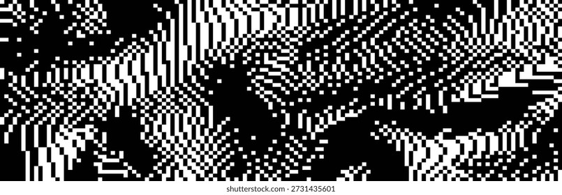Líneas de interferencia pixeladas negras de textura ondulada curvada difuminada 